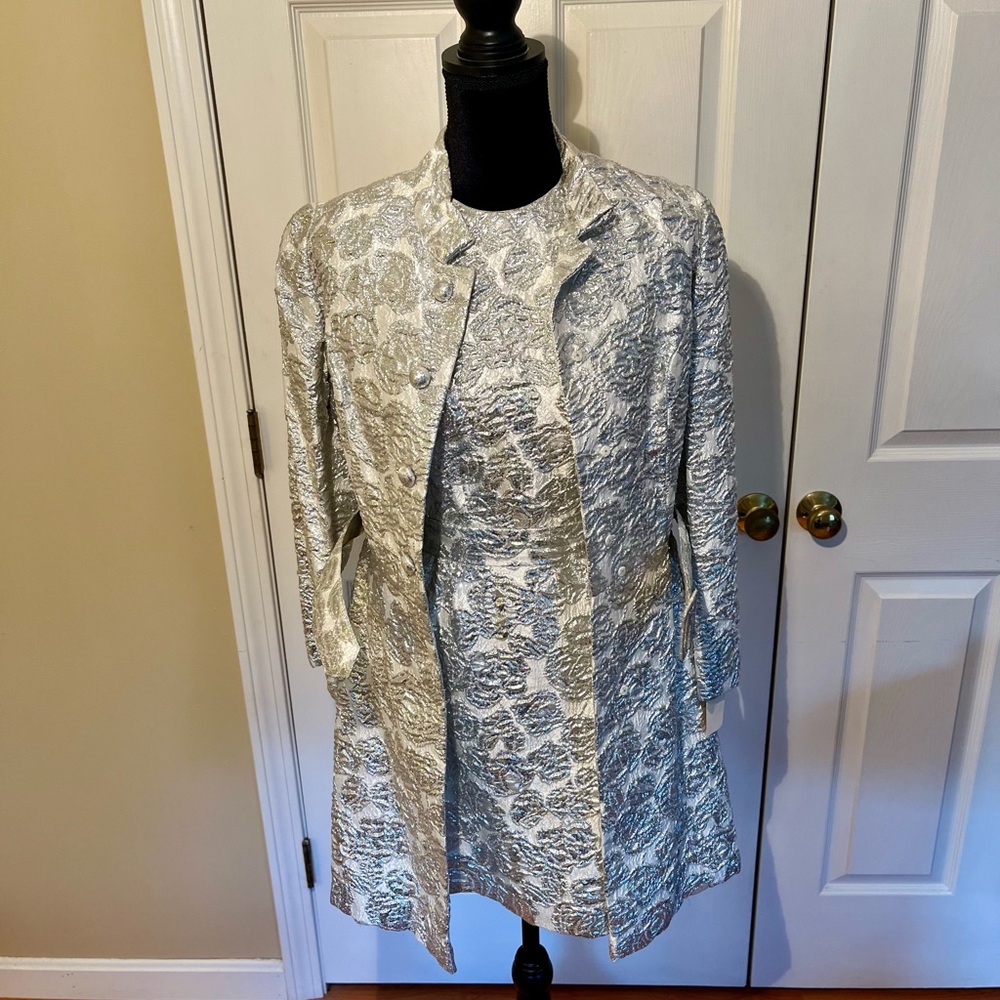 Vintage 1960s Silver Lame Belt Dress - Picture 8 of 11